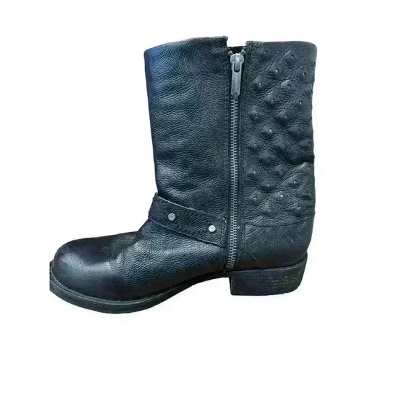 SAM EDELMAN Bevin Moto Black Faux Leather Boho Biker Boot Size 8 - Picture 3 of 9